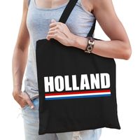 Katoenen Nederland supporter tasje Holland zwart - thumbnail