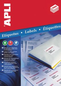Apli etiketten ft 63,5 x 38,1 mm (b x h), ronde hoeken, 525 stuks, 21 per blad (1992)