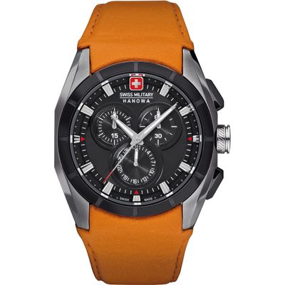 Horlogeband Swiss Military Hanowa 06-4191.33.007.79 / 06-4191.33.007 Leder Oranje 24mm