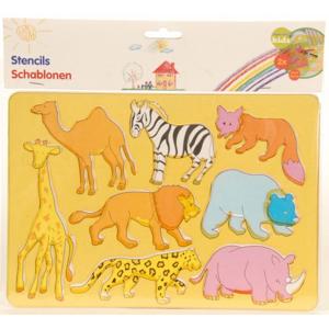 Tekensjablonen dieren - 2x stuks - safaridieren - kinderen - sjabloon