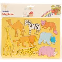 Tekensjablonen dieren - 2x stuks - safaridieren - kinderen - sjabloon