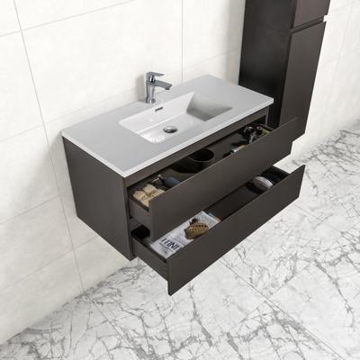 Badkamermeubel Tieme in mat grijs 100x50x48cm met witte wastafel