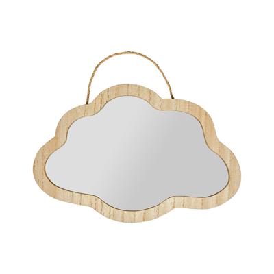Wandspiegel wolk - decoratieve spiegel - naturel - MDF - 36 x 20 cm