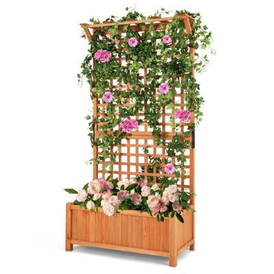 Bloembak met Spijlen & Dak & Klimrek & Afwateringsgaten Plantenbak Tuinspijlen