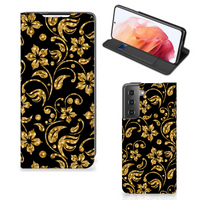 Samsung Galaxy S21 Smart Cover Gouden Bloemen