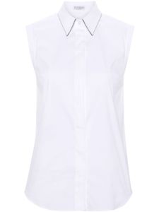 Brunello Cucinelli chemise boutonnée à design sans manches - Blanc