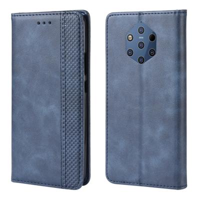 Magnetische Buckle retro Crazy Horse textuur horizontale Flip lederen case voor Nokia 9 PureView met houder & kaartsleuven & fotolijstjes (blauw)