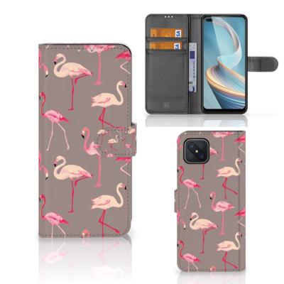 OPPO Reno4 Z | Telefoonhoesje | Met pasjeshouder | Flamingo