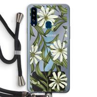Wit bloemenpatroon: Samsung Galaxy A20s Transparant Hoesje met koord