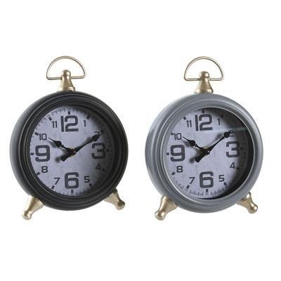 Tafelklok DKD Home Decor Zwart Grijs Gouden Traditioneel (2 Stuks)