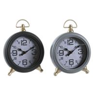 Tafelklok DKD Home Decor Zwart Grijs Gouden Traditioneel (2 Stuks)