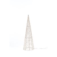 Verlichte LED kegel kerstboom - goud - H40 cm - metaal - piramide - thumbnail