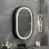 LED Spiegelkast - Afimera Lina Zwart 55x80 cm - Dimbaar - Aanpasbare Lichtkleur CCT - Anti-Condens - Touch Schakelaar - IP44 Gecertificeerd