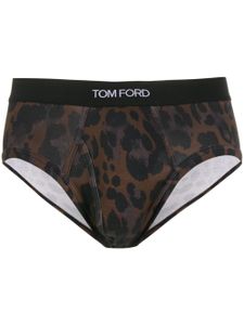 TOM FORD slip imprimé léopard à logo - Marron