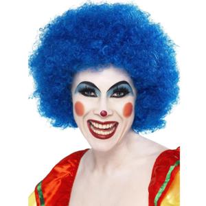 Carnaval verkleed Afropruik groot - blauw - volwassenen - krullen - clown