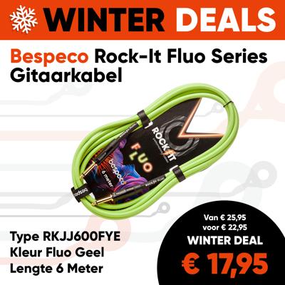 Bespeco RKJJ600FYE Rock-It Fluo Series Fluo Geel Gitaarkabel 6 Meter