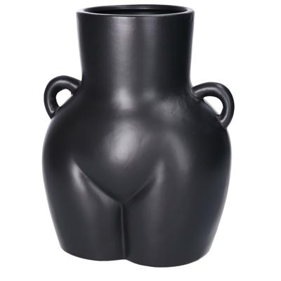 Vaas Butt vrouwenlichaam - porselein - 18 x 15 x 22 cm - zwart - bloemenvaas