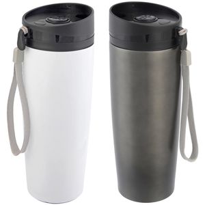 2x stuks RVS isoleer/warmhoudbekers grijs en wit kleur 380 ml