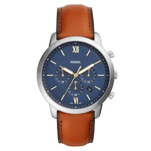 Fossil FS5453 Horloge Neutra Chrono zilverkleurig-cognac 44 mm