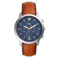 Fossil FS5453 Horloge Neutra Chrono zilverkleurig-cognac 44 mm