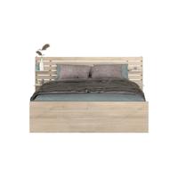 Leen Bakker - Bed Evi - Eikenkleur - 160x200 Cm - Spaanplaat - Beige - 216.8x222.8x98.2 Cm