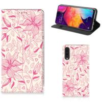 Samsung Galaxy A50 Smart Cover Pink Flowers