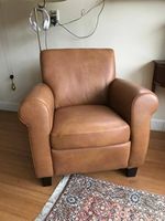 Leren fauteuil met houten poten - bruin leer - Echt leer, Klassiek, ontdek de vele Leersoorten en Kleuren bij ShopX