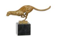 A BRONZE SCULPTURE OF A RUNNING COUGAR