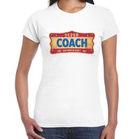 Vintage Super Coach kado shirt kleding wit voor dames 2XL  - - thumbnail