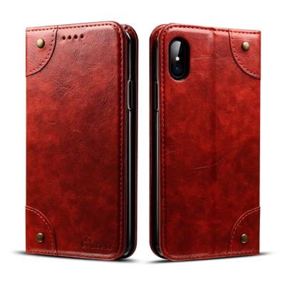 Voor iPhone XS/X barokke eenvoudige horizontale Flip lederen draagtas met houder & kaartsleuven & portemonnee (rood)
