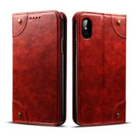Voor iPhone XS/X barokke eenvoudige horizontale Flip lederen draagtas met houder & kaartsleuven & portemonnee (rood)