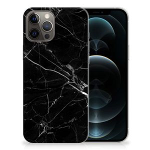 iPhone 12 Pro Max TPU Siliconen Hoesje Marmer Zwart - Origineel Cadeau Vader