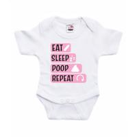 Baby rompertje - eat sleep poop repeat - roze - kraam cadeau