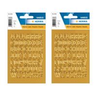 2x Stickervellen 54x plak letters alfabet A-Z goud/folie 12 mm