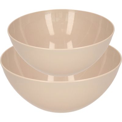 Plasticforte voedsel serveer schalen set - 4x stuks - beige - kunststof - Dia 25 en 28 cm