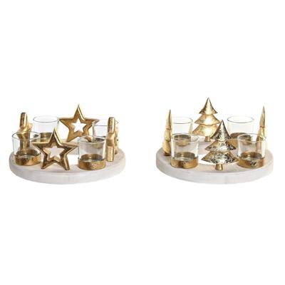 Kerstkaarshouder DKD Home Decor Natuurlijk Gouden (2 Stuks) (21 x 11,5 x 21 cm)