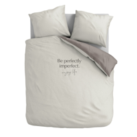 Dekbedovertrek Percale Katoen - Perfectly Imperfect - Lits-Jumeaux XL (260x200 Cm) - Wit & Grijs Percale Katoen - Effen - Presence - Dekbed-Discounter.nl