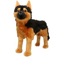 Grote pluche bruin/zwarte Duitse Herder hond staand knuffel 53 cm speelgoed - thumbnail