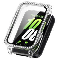 Samsung Galaxy Fit3 Strass Decoratief Cover met Screenprotector - Zilver - thumbnail