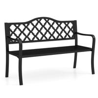 Tuinbank Metaal Weerbestendige Zitbank voor 2 Personen Parkbank met Rugleuning en Armleuningen 128 x 54 x 89 cm Zwart