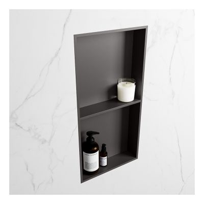 Wandnis Solid Surface Easy | In- en opbouw | 30x60x8 cm | 2 vakken | Dark grey