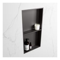 Wandnis Solid Surface Easy | In- en opbouw | 30x60x8 cm | 2 vakken | Dark grey