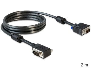 Delock 83173 VGA-kabel VGA Aansluitkabel VGA-stekker 15-polig, VGA-stekker 15-polig 2.00 m Zwart Schroefbaar