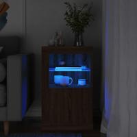 Bijzetkast met LED-verlichting bewerkt hout bruin eikenkleur