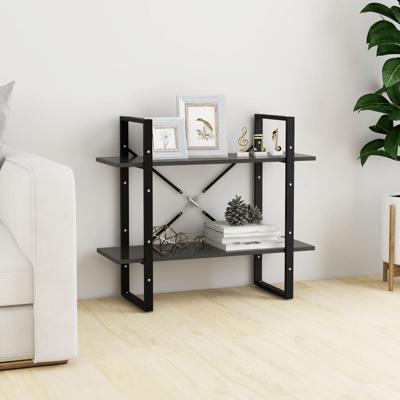 Boekenkast met 2 schappen 80x30x70 cm spaanplaat grijs