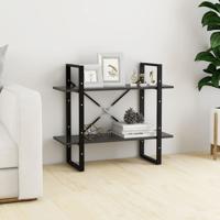 Boekenkast met 2 schappen 80x30x70 cm spaanplaat grijs