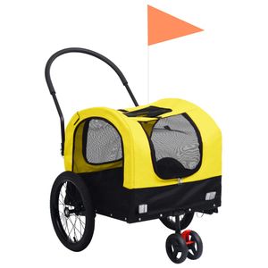 Fietstrailer en hondenwagen 2-in-1 geel en zwart