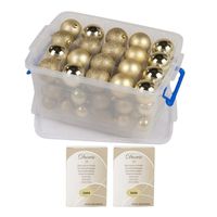 Kerstballen/kerstversiering goud in box 70 stuks met kerstbalhaakjes - thumbnail