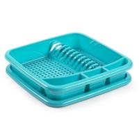 Plastic Forte Afdruiprek - met lekbak - turquoise - 39 x 39 cm - Afwasrek - Afdruiprekken