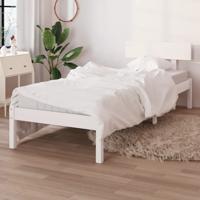 Bedframe massief grenenhout wit 90x190 cm